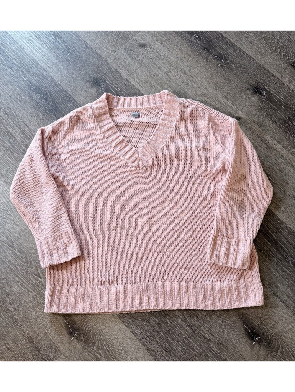 Aerie Oversize Slouchy V-Neck Sweater XS Pink Coquette Coastal Grandma Soft Girl - Picture 2 of 8